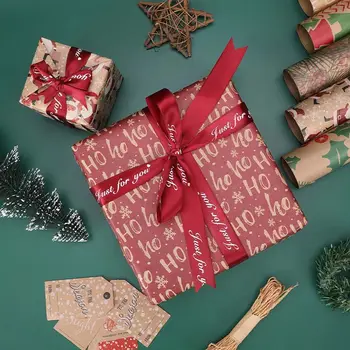 Noel Ambalaj Kağıdı Noel Baba Kar Tanesi Desen hediye paketi Artware Kraft Kağıt Dekoratif Hediye Paketleme Kağıdı