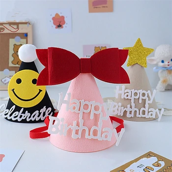 Kore ıns tarzı yaratıcı DIY keçe doğum günü şapkası çocuk doğum günü partisi taç dekoratif ŞAPKA bebek bir yaşında şapka