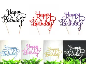 1 adet Yaratıcı Kek Topper Mutlu Doğum Günü Bayrakları Renkli Çift Sopa Aile Doğum Günü Partisi Kek Pişirme Dekorasyon Malzemeleri