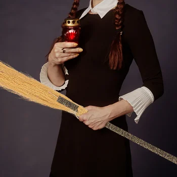 2 adet Minyatür Cadı Süpürgeler Ahşap Süpürge Kötü Cadı Süpürge Modeli Cadı Kostüm Aksesuarları Parti Dekorasyon Fotoğraf Sahne