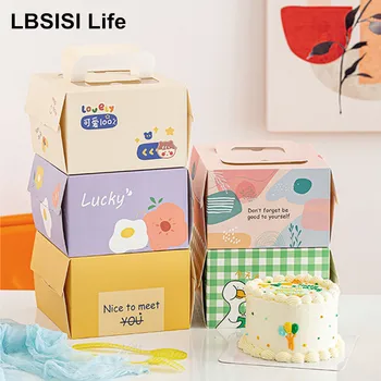 LBSISI Ömrü 10 adet Kek Kağıt Kutuları 4 İnç El Yapımı Köpük Doğum Günü Partisi Düğün Bebek Duş Noel kek ambalajı Dekor