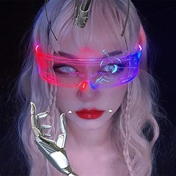 Renkli ışık gözlük Cyberpunk gözlük led ışık Up gözlük performans sahne için müzik Bar Ktv sevgililer parti dekor