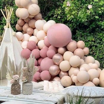 102 adet / 127 adet Çift Tozlu Pembe Balonlar Garland DIY Doğum Günü Partisi Dekorasyon Krom Gül Altın Balon Kemer Şükran Günü Dekor