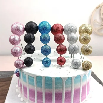20 adet Kek Topper Glitter Köpük Topu Kek Topper Ekle Pişirme Malzemeleri Bebek Duş Düğün Doğum Günü Tatlı Kek Dekorasyon