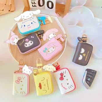 Sanrios Kuromi Araba Anahtarı Durum Hello Kitty Anime Karikatür Sevimli Fermuarlı Araba Anahtarı Durum Kawaii Anahtarlık Küçük Çanta Araba Aksesuarları