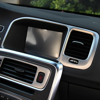 CNORICARC Araba Styling Konsolu Navigasyon Çerçeve Dekoratif Kapak Trim Için Volvo S60 V60 2011-17 Iç Paslanmaz Çelik Şerit