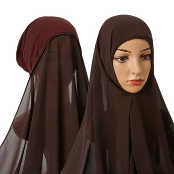 çift döngüler Anında Malezya Hicap başörtüsü wrap katı anında şal fular femme müslüman hicap şifon modal kap