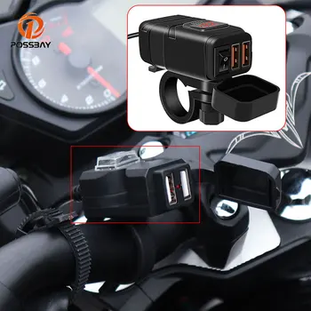 Motosiklet Aksesuarları USB telefon GPS Hızlı şarj adaptörü Motosiklet LED 12 V 24 V Su Geçirmez Çift Bağlantı Noktası Adaptörü Kaynağı Soketi