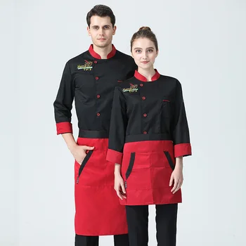 C583 şefin Iş Elbiseleri Artı Boyutu Garson Ceket Mutfak Pişirme Şef Ceket Garson Ceketler Profesyonel Üniforma Tulum Kıyafet