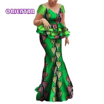 2 Adet Afrika Etek Takım Elbise Seti Kadın Afrika Üstleri ve Etekler Bazin Riche Afrika Etekler kadın kıyafetleri WY5882