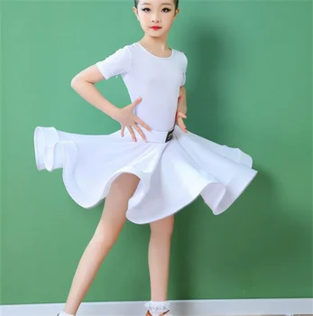 Latin Dans Spor Giyim Sıkı Bel Bale Elbise Sonbahar Kalın çocuk Dans Testi Giysi Uygulama Giysi