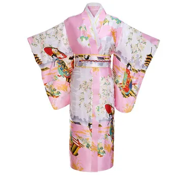 Japon Geleneksel Yukata Kimono Obi İle Vintage Kadınlar Akşam Elbise Geyşa Kimono Vintage Kadınlar Sahne Gösterisi Kostüm Cosplay