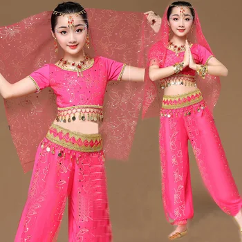 Oryantal Dans Kostümleri Kızlar Mısır Çocuk Oryantal Dans Kostümleri Set Mısır Bollywood Hint Oryantal Dans Giyim Hindistan 3 Renk