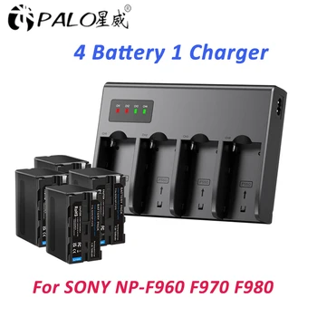 NP F960 NP F970 NP-F960 NP-F970 F950 NP-F980 Kamera Pil + LED USB şarj aleti Sony PLM-100 CCD-TRV35 MVC-FD91 MC1500C L10