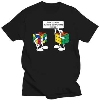 Erkek tişört Yüksek Kaliteli %100 % pamuk Ilginç Rubik Küp baskı Yaz rahat serin gevşek o-boyun t-shirt erkek üstleri