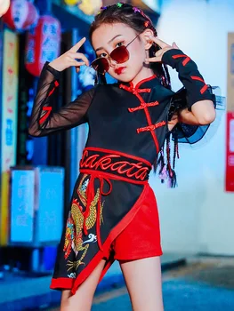 ZZL Çin Tarzı Çocuk Caz Dans Kostümleri Moda K-pop Gösterisi Kızlar Podyum Pist Performans Kentsel Dans Çocuk Giysileri