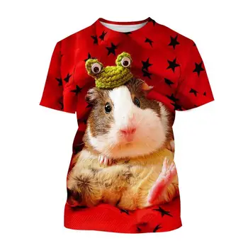 Yeni Yaz Moda Hayvan 3d Baskı Sevimli Kobay Desen Rahat erkek Ve kadın çocuk T-shirt Nefes Hafif