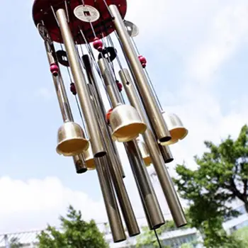 Büyük Rüzgar Çanları Ahşap + Metal Bells Bakır Borular Açık Yard Bahçe Ev Süsleme 55 Cm Yükseklik 9 cm Çap Retro Rüzgar Ahenge