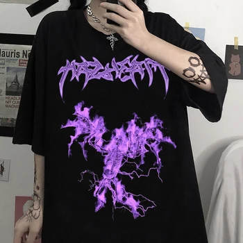Büyük boy T-shirt Erkekler Goth Punk Grafik erkek T Shirt Kendi Tasarım Hayalet Unisex kısa Kollu T-shirt Üst Y2K Streetwear Tops
