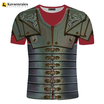 2022 Vintage Ortaçağ Zırh 3D Baskı T-shirt Erkek Kadın Moda Rahat Harajuku Streetwear Tops Şövalye Savaşçı Cosplay T Shirt