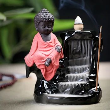 Budizm Seramik geri akış Tütsü Brülörler Porselen Buhurdan Tütsü şelale Tutucu Dekorasyon Yoga Sakyamuni Buda Malzemeleri
