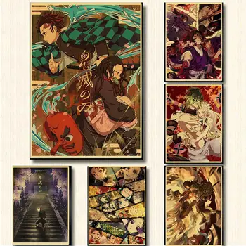 Japon animesi iblis avcısı Posteri Karikatür duvar çıkartmaları Dekor Bar Cafe Ev Odası Retro Koleksiyonu Çocuklar Hediye Resim