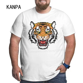 Kanpa %100 % Pamuk 3D Kaplan T Shirt Büyük Erkekler için Desen Erkek Giyim Egzersiz Üstleri Büyük Boy Graffiti T-shirt Artı Boyutu 6XL