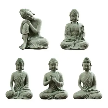 Kumtaşı Buda Heykeli Heykelcik Dekor Oryantal Yoga Figürleri Süs zen Ofis Masaüstü için Kapalı Meditasyon Masası