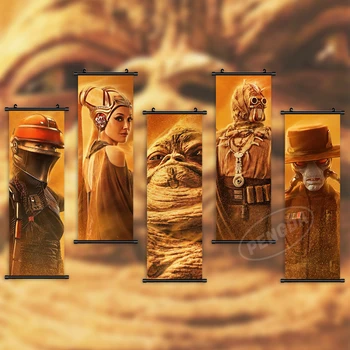 Duvar Sanatı Film Tuval Boba Kitabı Fett Resimleri Star Wars Posteri Yoda Kaydırma Asılı Boyama Baskı Ev Dekor Oturma Odası