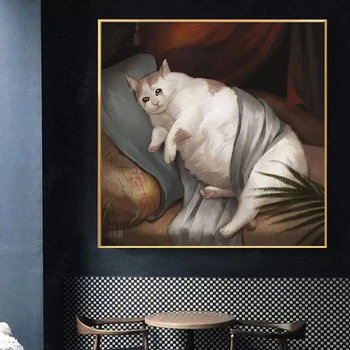 Ağlayan Şişman Kedi duvar sanatı tuval yağlıboya Sevimli Hayvan Posteri Ve Baskı Resim Oturma Odası Ev Dekorasyon İçin