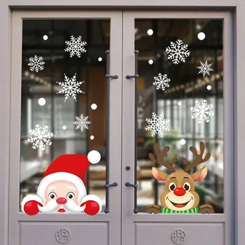 2023 Noel Pencere Çıkartmaları Noel Baba Kar Tanesi DIY Duvar Çıkartması 2022 Noel Süslemeleri Ev İçin Yeni Yıl Süsler Hediye