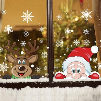 Merry Christmas Duvar Çıkartmaları Moda Noel Baba Pencere Odası Dekorasyon PVC Vinil Yeni Yıl Ev Dekorasyonu Çıkarılabilir