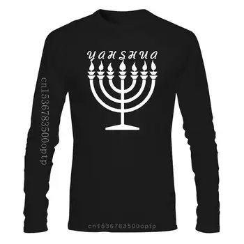 Erkek Giyim %100 % Pamuk Marka Erkek Gömlek İbranice İsrail Menorah Yahweh Yahshua Yeshua Tevrat Moda Yaz Tshirt