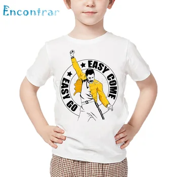 Çocuklar Rock Grubu Kraliçe Freddie Mercury Baskı T shirt Çocuk Yaz Beyaz Üstleri Erkek ve Kız Moda günlük t-shirt, oHKP2424