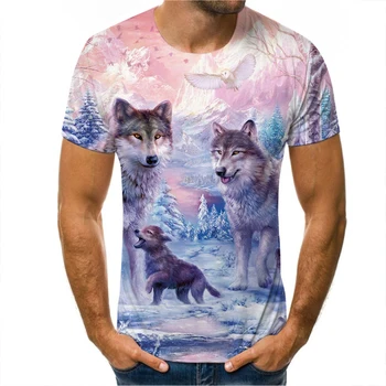 Erkek moda tişört Erkek 2021 Yeni 6XL Kurt 3D Baskı Hayvan Serin komik tişört Erkekler Kısa Kollu Yaz Üstleri T Shirt Tişört
