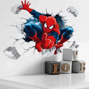3D Örümcek Adam Duvar Sticker Boys Odası Çocuk Yatak Odası Yapışkanlı Vinil Duvar Örümcek Adam Klasik Jest Duvar Hediye Kreş Dekor
