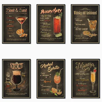 Vintage Cin Tonik Teneke Kraft kağıt afiş duvar çıkartmaları Dekorasyon Retro Mojito Kokteyl Tiki Bar mutfak dekoru