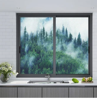 Pencere filmi Gizlilik Sisli Çam Ormanı Sticker UV Engelleme Pencere Kaplamaları Pencere Tonu Homedecor