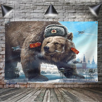 Rusya Ayı Bayrağı Afiş Polyester 96 * 144 cm Ev Dekorasyon Duvara Asmak 4 Grommets Özel Bayrak Kapalı SSCB Sovyetler Birliği