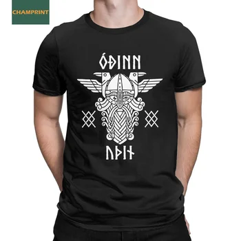 Odin Runes Gungnir İskandinav Viking Mitolojisi T-Shirt Erkekler için %100 % Pamuk Tees O Boyun Kısa Kollu T Gömlek Grafik Baskılı Tops