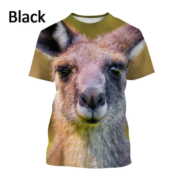 En son moda kanguru 3D T-shirt Moda kadın / erkek Komik Kişilik Hayvan Ekip Boyun Rahat Baskı Büyük erkek 2022