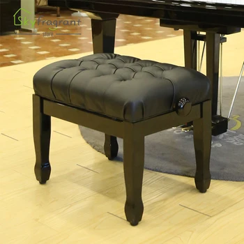 Inek derisi katı ahşap Piyano Tabure Kaldırılabilir Öğrenci Piyano Kauçuk Ahşap Tabure Mobilya Osmanlı Depolama Tezgahı Hakiki Deri Sünger