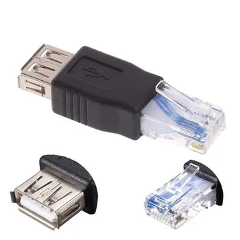 Çoklu USB Tip A Dişi RJ45 Erkek Ethernet LAN ağı Yönlendirici Soket Fiş Adaptörü