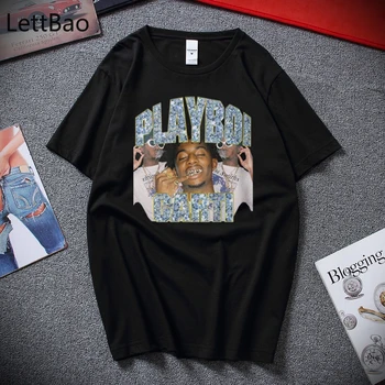 Harika T Shirt Erkekler için O-Boyun Kısa Kollu Düzenli Erkek En Kaliteli Erkek Playboi Carti Hip-Hop Siyah Tee Gömlek Dropshipping