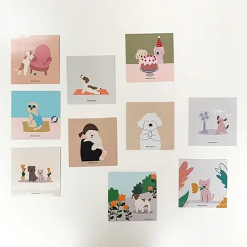​Günlük Yaşam Köpekler Serisi Dekorasyon Kartı 10 Levhalar Sevimli Karikatür Kartpostal Dıy Kız Yatak Odası Arka Plan Duvar Sticker Fotoğraf Sahne