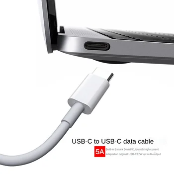 Beyaz USB2. 0 Tip-C Tip C Veri Kablosu PD 100W Yüksek Akım 5A USB-C E İşaretleyici Hızlı Şarj Veri Hattı MacBook Pro Şarj Cihazı