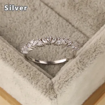 Avrupa'da popüler moda ve ms çelenk ile 925 ayar gümüş yüzük zirkon kristal geometri platin takı hediyeler