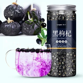 Siyah Wolfberry kurt üzümü Çin Wolfberry Muşmula Meyveleri Gouqi Lycium Ruthenicum Sağlık Düğün Parti 100 g / kutu