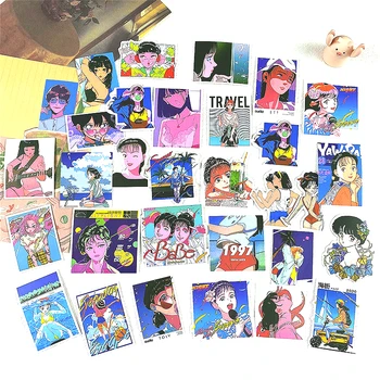 60 adet Kawaii Japonya Retro Anime Kız Sticker Dizüstü Dekorasyon Kartları Günlüğü Scrapebook Bavul telefon kılıfı Sevimli Kırtasiye Hediye
