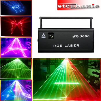 Profesyonel 5W RGB dj Lazer İşın Hattı Tarayıcı Projektör DMX512 Denetleyici Sahne Aydınlatma Disko Parti ışıkları Gece Kulübü için